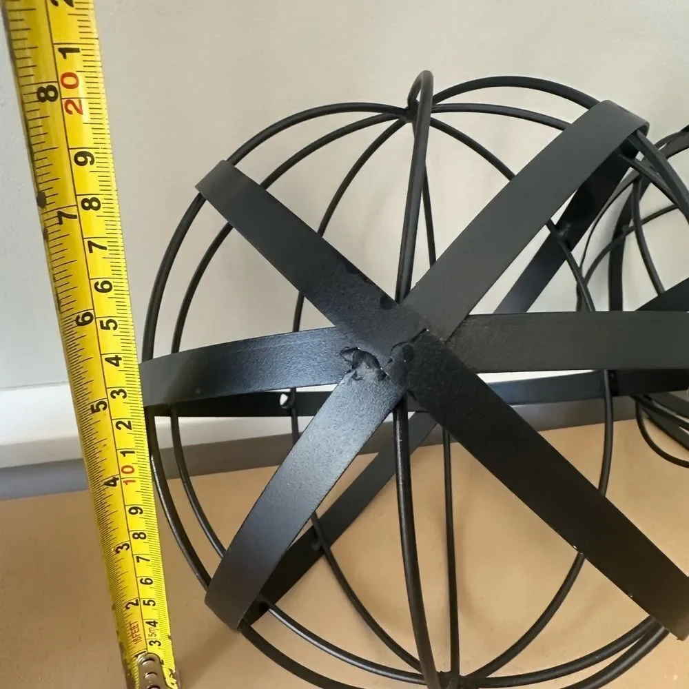 Decorative Round Black Metal accent Spheres 7” (2)